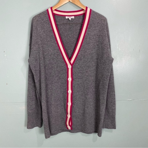 Equipment‎ Gia Cashmere Cardigan Pink Gray Academia Scholar Sz M - Picture 1 of 7
